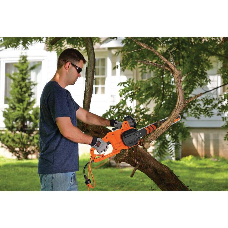 BLACK+DECKER 14 in. 8 AMP Motosierra eléctrica con cable y mango trasero con engrasador automático - BECS600