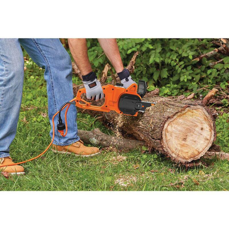 BLACK+DECKER 14 in. 8 AMP Motosierra eléctrica con cable y mango trasero con engrasador automático - BECS600
