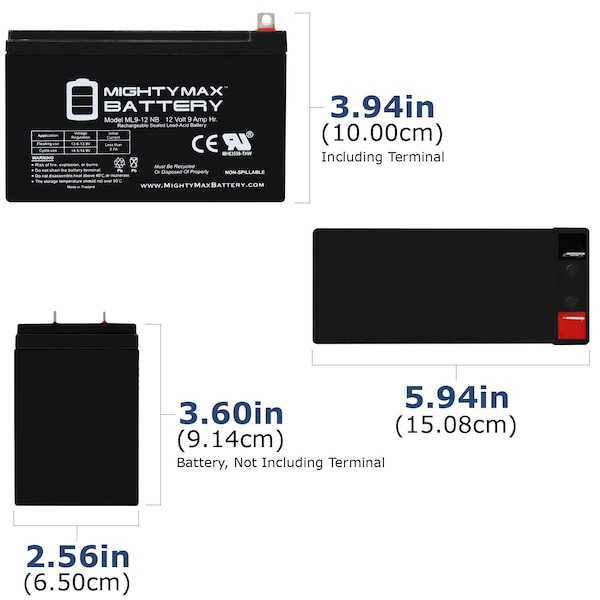 Mighty Max Battery 12V 9AH Battery Replaces Xantrex Powerpack Emergency 400 Jumpstarter - 10PK - MAX3973707
