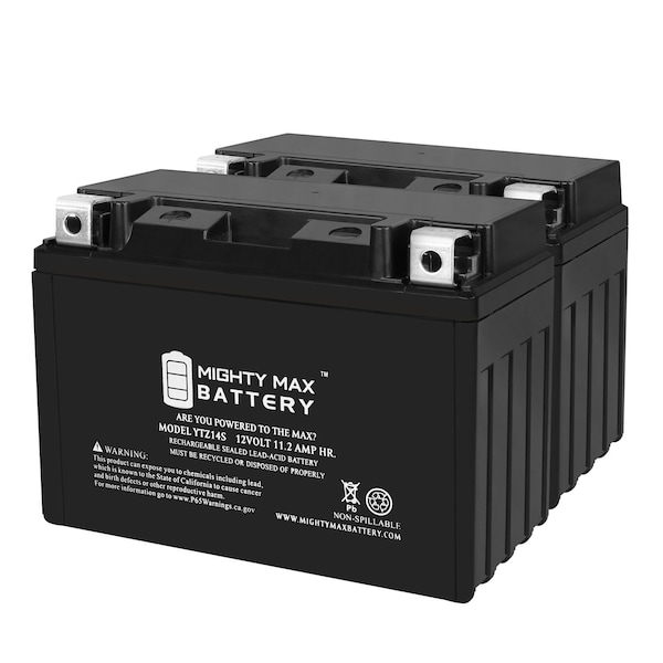 Mighty Max Battery YTZ14S 12V 11.2AH Replacement Battery compatible with Fire Power YTZ14S-BS - 2PK - MAX4022427