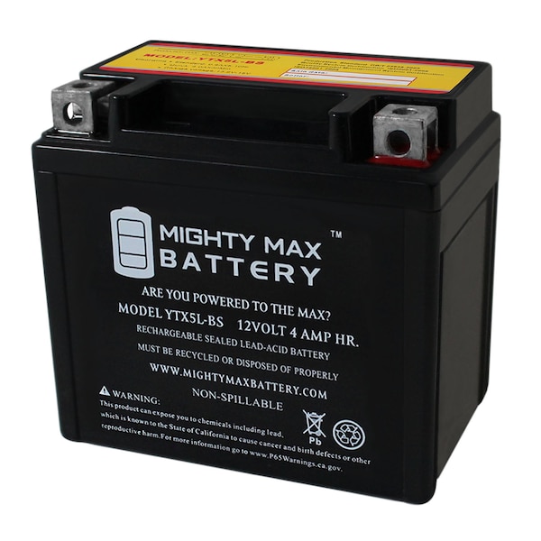 Mighty Max Battery YTX5L-BS Sealed AGM Motorcycle Replacement Battery for 12VX5L-B - YTX5L-BS21157