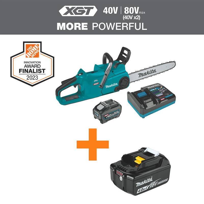 Makita XGT 18 pulgadas 40V max Kit de motosierra eléctrica inalámbrica Brushless (5.0Ah) con batería 40V Max XGT 4.0Ah - GCU06T1-BL4040