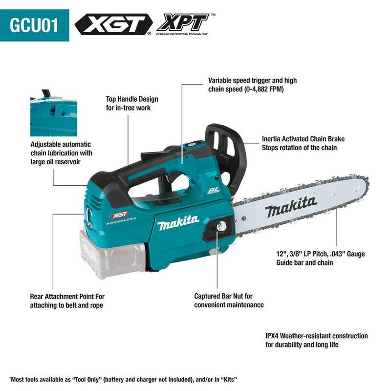 Makita XGT 12 pulgadas 40V máximo Sierras eléctricas de mango superior sin escobillas (solo herramienta) - GCU01Z