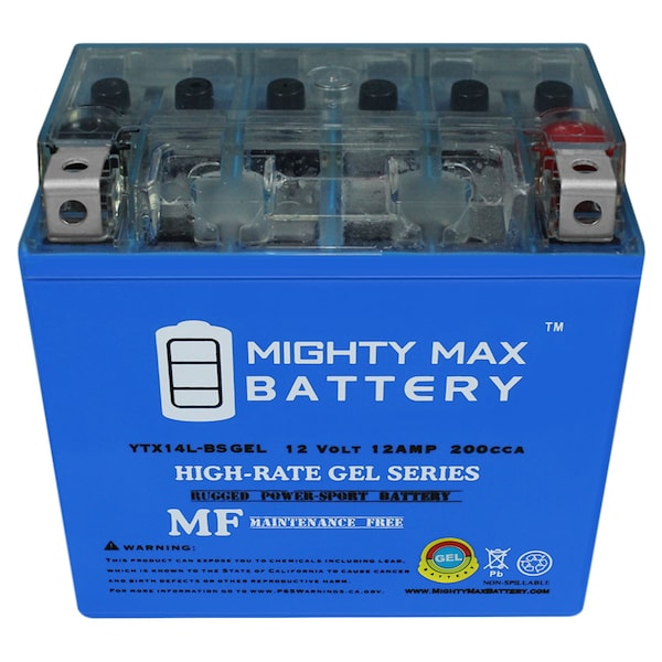 Mighty Max Battery YTX14L-BS GEL Battery for Harley 1200CC XL, XLH (Sportster) 2005 - YTX14L-BSGEL14