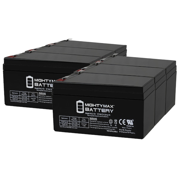 Mighty Max Battery 12V 3 AH SLA Battery for Doorking 6400 Swing Gate Operator - 6 Pack - ML3-12MP64782341
