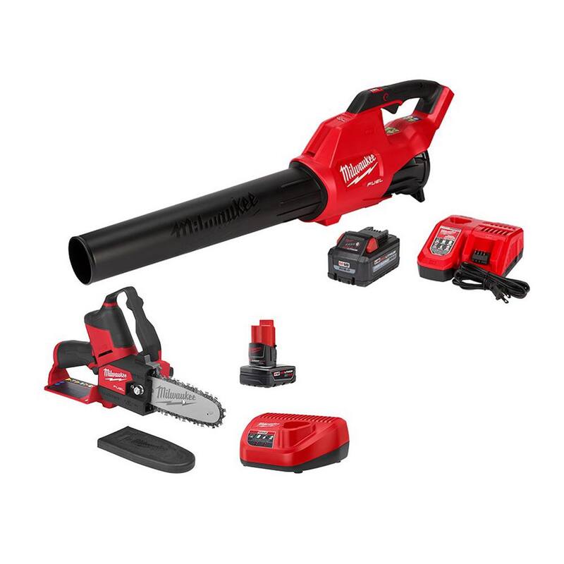Milwaukee M18 FUEL 120 MPH 450 CFM 18V Lithium-Ion Brushless Battery Handheld Blower w/M12 FUEL 6in. Pruning Saw Kit (2 herramientas) - 2724-21HD-2527-21