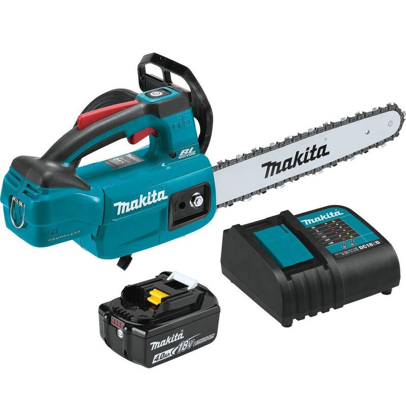 Kit de motosierra eléctrica Makita LXT 12 in. 18V de ion de litio sin escobillas con mango superior (4.0 Ah) con batería 18V LXT 4.0Ah - XCU10SM1BL1840B