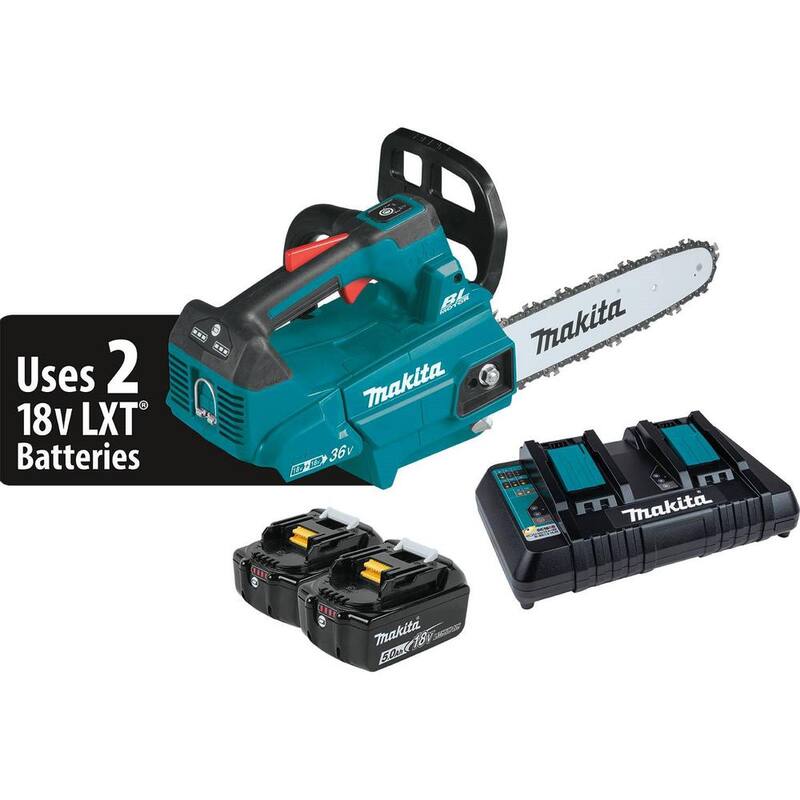 Kit de sierra eléctrica Makita LXT 14 pulgadas 18V X2 (36V) sin escobillas con mango superior (5.0Ah) con 18V LXT 5.0 Ah (2 piezas) - XCU08PT-BL18502