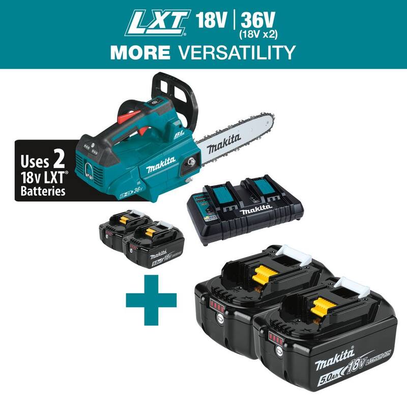 Kit de sierra eléctrica Makita LXT 14 pulgadas 18V X2 (36V) sin escobillas con mango superior (5.0Ah) con 18V LXT 5.0 Ah (2 piezas) - XCU08PT-BL18502
