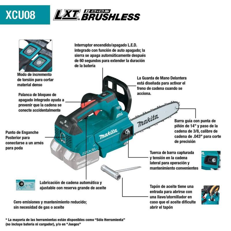Kit de sierra eléctrica Makita LXT 14 pulgadas 18V X2 (36V) sin escobillas con mango superior (5.0Ah) con 18V LXT 5.0 Ah (2 piezas) - XCU08PT-BL18502