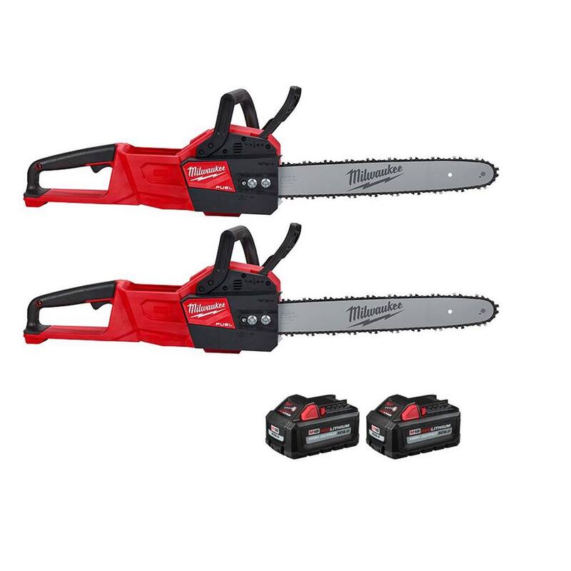 Milwaukee M18 FUEL 16 in. 18V Chainsaw eléctrica con batería de iones de litio sin escobillas y dos baterías de alto rendimiento M18 6Ah (paquete de 2 herramientas) - 2727-20-2727-20-48-11-1862
