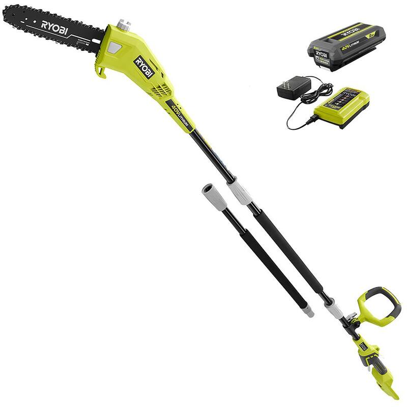 Motosierra de poste inalámbrica con batería de 40V de 10 pulgadas y 2.0 Ah con cargador - RY40560