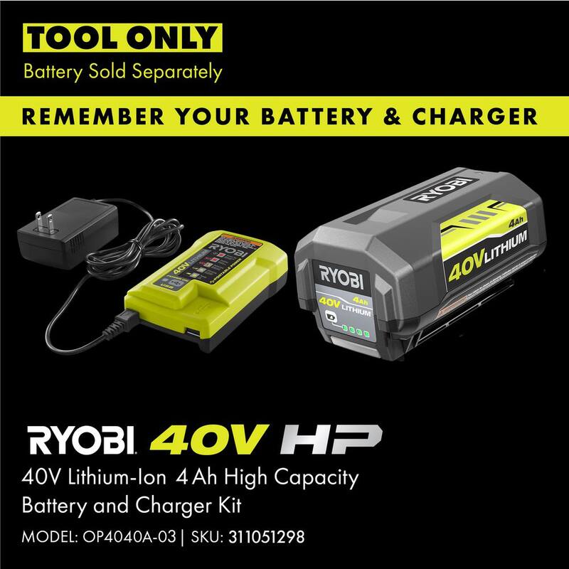 RYOBI 40V 10 pulgadas Sierra de poste inalámbrica con batería (herramienta solamente) - RY40506BTL