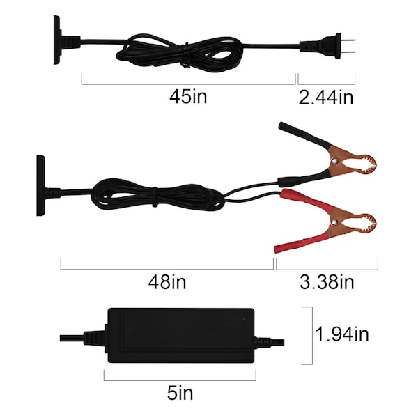 Mighty Max Battery 12V 2 AMP CHARGER MAINTAINER for 12V 5AH WKA12-5F Battery - MAX3497120