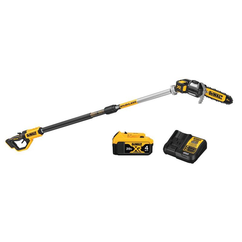 DEWALT 20V MAX 8 pulgadas. Kit de sierra de poste inalámbrica sin escobillas con batería y cargador (1) de 4 Ah - DCPS620M1