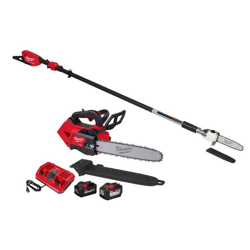 Si se mantiene la marca del producto, la traducción sería: Milwaukee M18 FUEL 10 pulgadas 18V Inalámbrico Con Motor sin Escobillas Sierra de Poda con Pértiga Telescópica y Motosierra con Mango Superior de 14 pulgadas, Kit de Baterías de 12.0 Ah y 8.0 Ah - 3013-20-2826-22T
