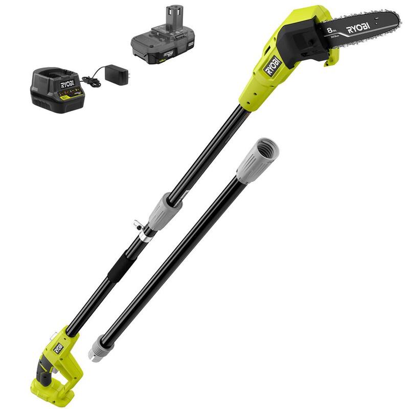 RYOBI ONE+ 18V 8 in. Sierra de poste inalámbrica sin aceite con batería de 1.5 Ah y cargador - P2510