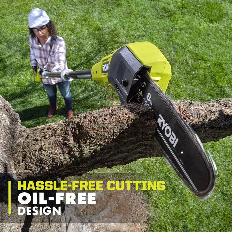 RYOBI ONE+ 18V 8 in. Sierra de poste inalámbrica sin aceite con batería de 1.5 Ah y cargador - P2510