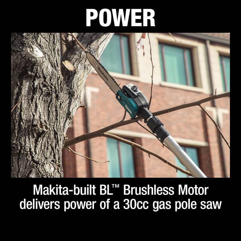 Makita LXT 18V X2 (36V) Sierra de pértiga telescópica inalámbrica de 10 pulgadas con motor sin escobillas de iones de litio, de 13 pies de largo (Herramienta solamente) - XAU02ZB
