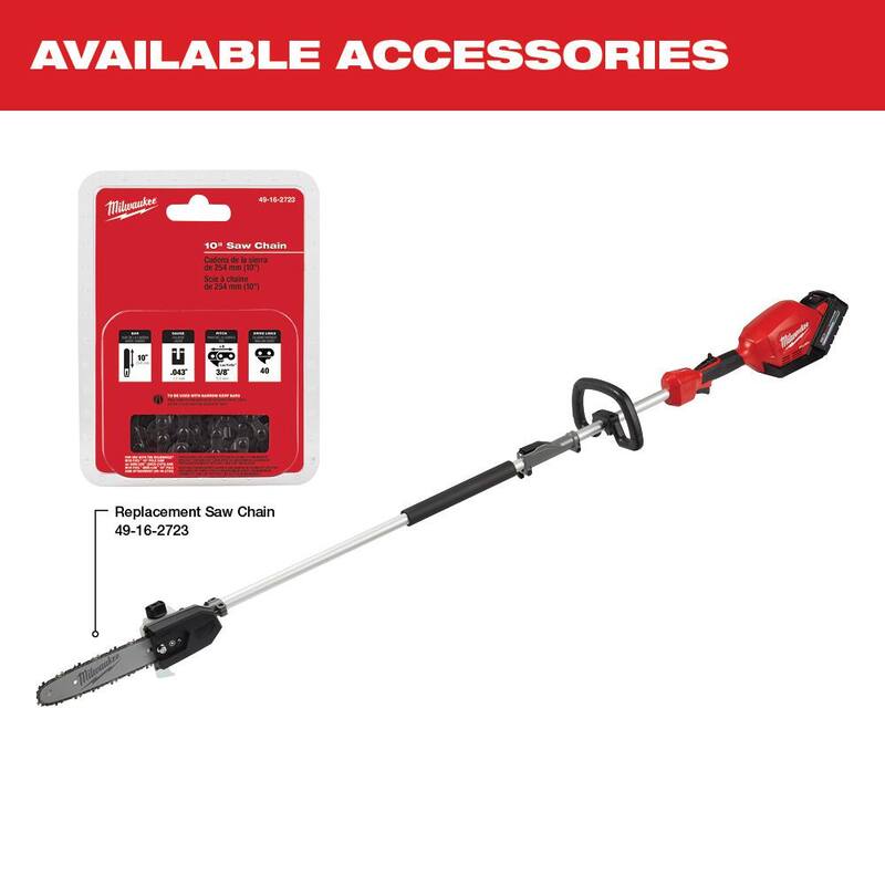 Si. Kit de sierra de poste inalámbrica eléctrica con batería de iones de litio de 18 V y sin escobillas Milwaukee M18 FUEL de 10 pulgadas con accesorio de recortadora de hilo/recortadora de setos/bordeadora - 2825-21PS-49-16-2717-49-16-2718-49-16-27