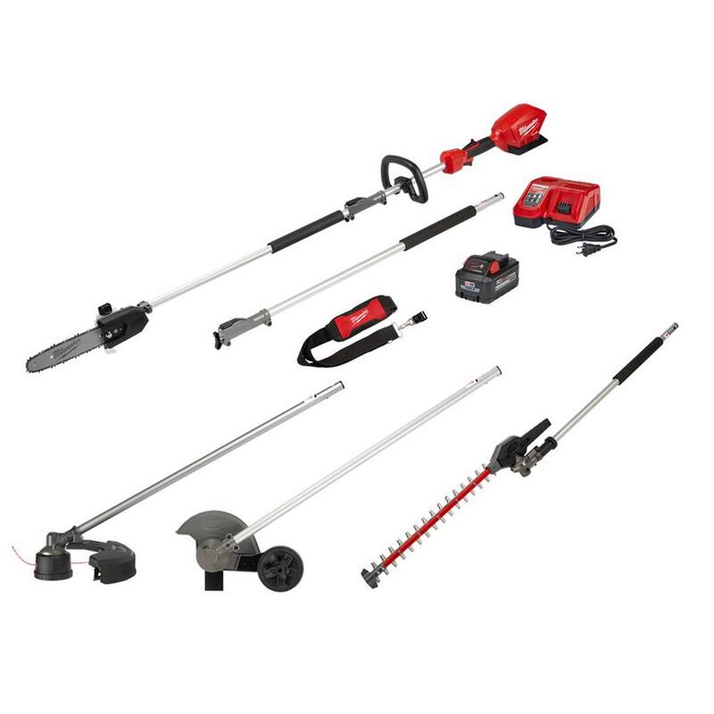 Si. Kit de sierra de poste inalámbrica eléctrica con batería de iones de litio de 18 V y sin escobillas Milwaukee M18 FUEL de 10 pulgadas con accesorio de recortadora de hilo/recortadora de setos/bordeadora - 2825-21PS-49-16-2717-49-16-2718-49-16-27