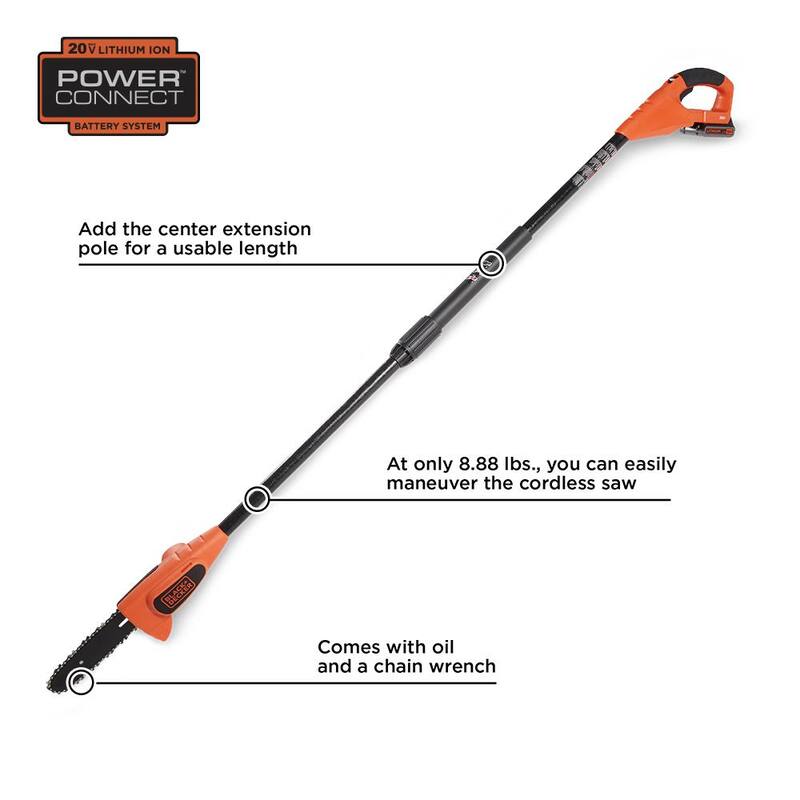 BLACK+DECKER 20V MAX 8in. Sierra de poste inalámbrica con batería, herramienta solamente - LPP120B
