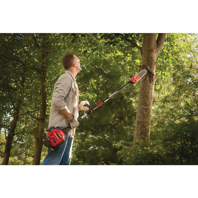 Podadora de poste de gasolina de 25cc y 2 tiempos de Troy-Bilt de 8 pulgadas con lubricador automático de cadena y capacidad de accesorios - TB25PS