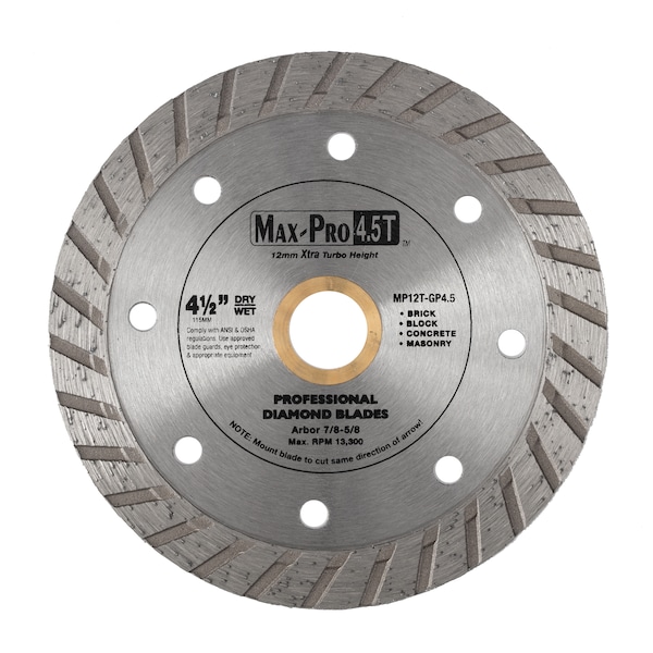 Paragon Diamond Tools 4'' x .070 x 7/8-5/8 Turbo Segmented Small Diameter Diamond Blades - MP12T-GP4