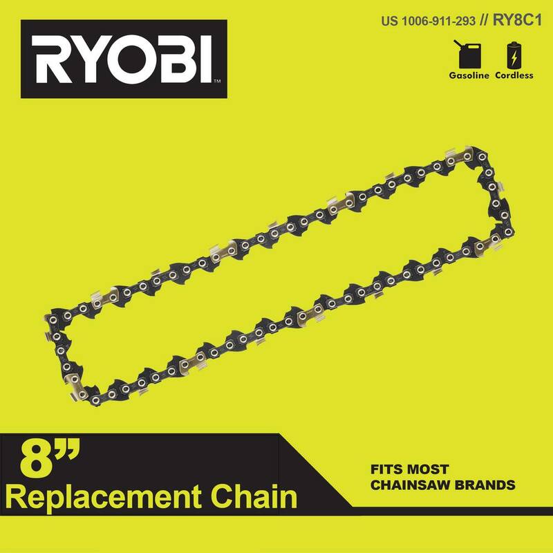 RYOBI ONE+ HP 18V Sierra de Poste a Batería Inalámbrica de 8 pulgadas Brushless Whisper Series (Herramienta solo) con Cadena y Barra Extra y Aceite para Cadena - P2508BTL-CMB1