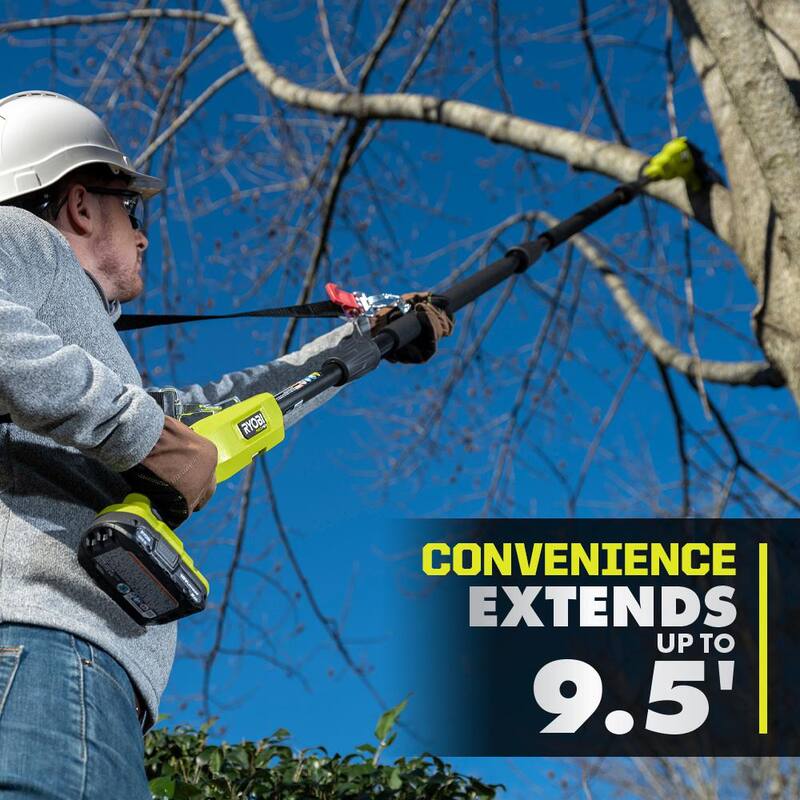 RYOBI ONE+ HP 18V Sierra de Poste a Batería Inalámbrica de 8 pulgadas Brushless Whisper Series (Herramienta solo) con Cadena y Barra Extra y Aceite para Cadena - P2508BTL-CMB1