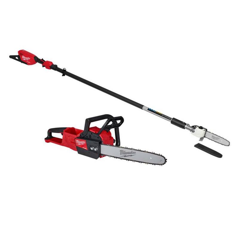 Sierra de poste telescópica inalámbrica eléctrica sin escobillas de 10 pulgadas y 18V de iones de litio Milwaukee M18 FUEL con M18 FUEL de 16 pulgadas motosierra (2 herramientas) - 3013-20-2727-20