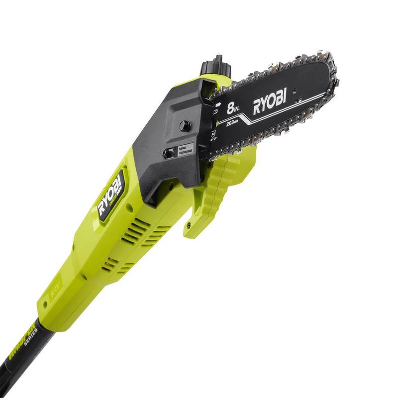 RYOBI ONE+ HP 18V Brushless Whisper Series 8 in. Motosierra de poste inalámbrica con cadena extra, barra y aceite para cadena, batería y cargador - P2580-CMB1