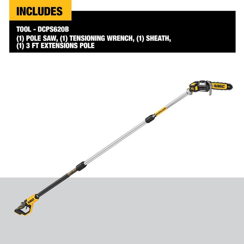 Sierra de poste eléctrica inalámbrica DEWALT de 8 pulgadas con batería de 5Ah - DCPS620BW205