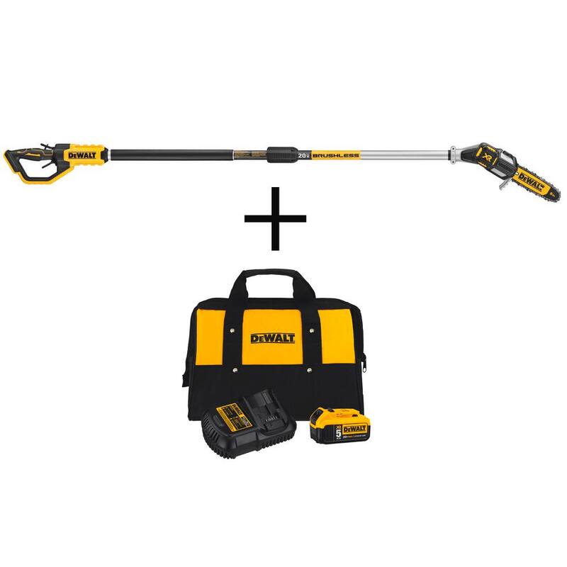 DEWALT 20V MAX 8 pulgadas. Sierra de poste inalámbrica con batería recargable con kit de (1) batería de 5Ah, cargador y bolsa - DCPS620BW205CK
