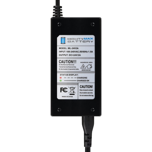 Mighty Max Battery 24V 2A Charger for Schwinn S650 X-CEL Zone 5 mini-e Electric Scooter - MAX3497099