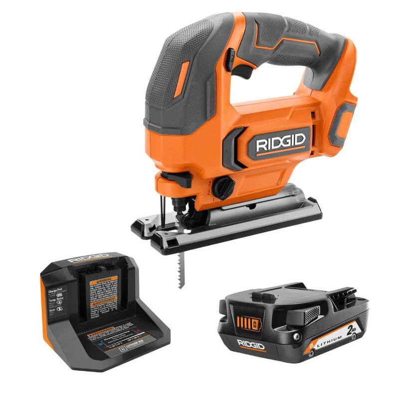 Kit de sierra de calar inalámbrica RIDGID 18V con batería de iones de litio de 2.0 Ah y cargador - R86345KSB