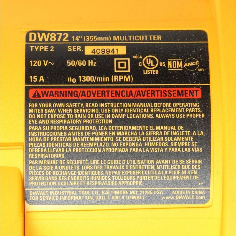 Sierra Tronzadora Multifuncional DEWALT de 15 Amperes y 14 pulgadas (355 mm) - DW872