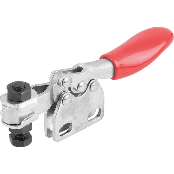 Kipp Toggle Clamp Mini L=79 Steel, Vertical Foot, Comp:Plastic, Comp:Red, F2=500 - K1243.0500