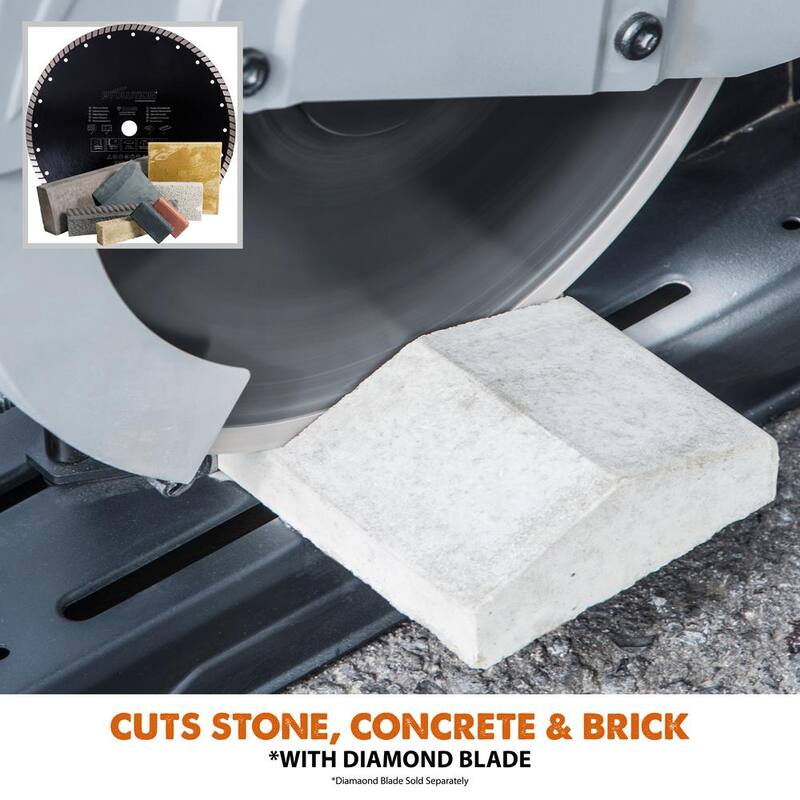 Si embargo, el corte de sierra Evolution Power Tools de 15 amperios de 14 pulgadas con V-Block y hoja de 32 dientes multifuncional - R355CPS.