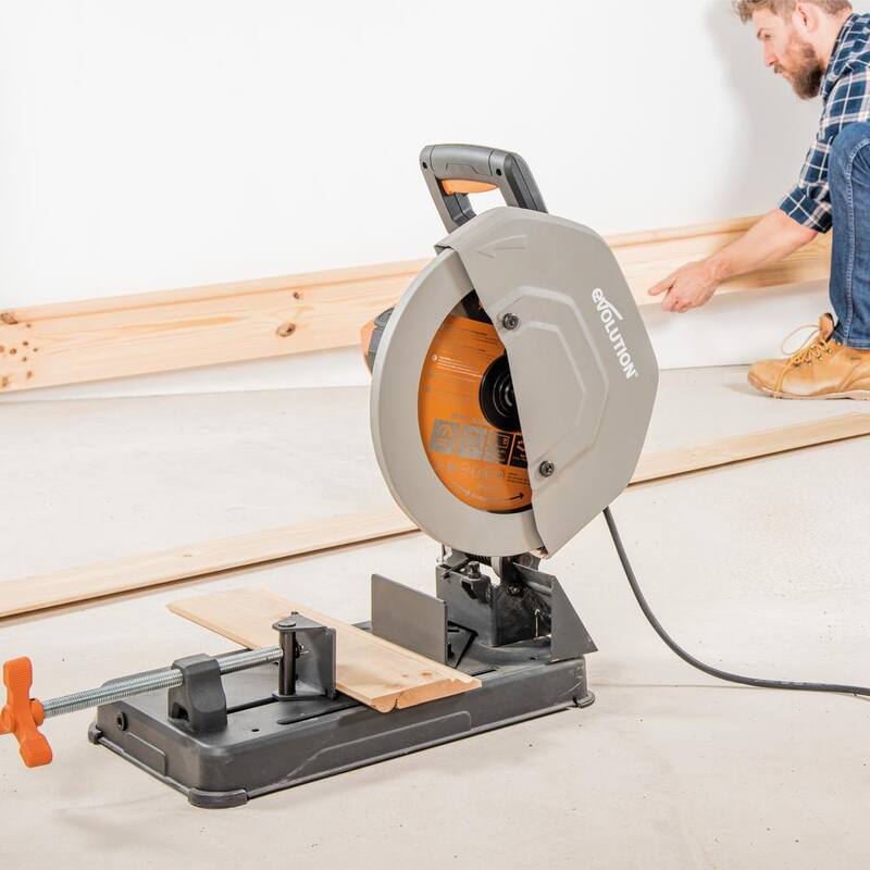 Si embargo, el corte de sierra Evolution Power Tools de 15 amperios de 14 pulgadas con V-Block y hoja de 32 dientes multifuncional - R355CPS.
