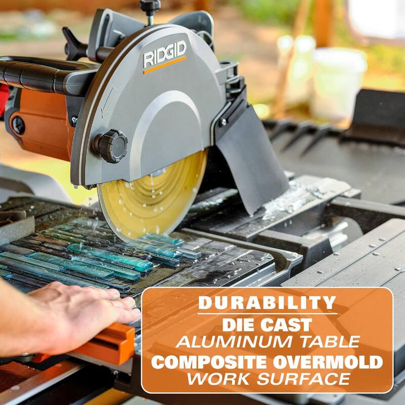 Sierra para azulejos húmedos de 10 pulgadas RIDGID de 15 amperios con soporte portátil - R4093