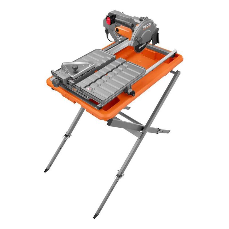 Sierra de baldosas húmedas con cable de 9 amperios y hoja de 7 pulgadas de RIDGID con soporte - R4031S