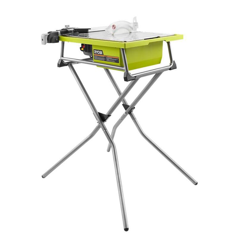 RYOBI 7 pulgadas 4.8 Amperios Sierra de baldosas húmedas con cable y soporte - WS722SN