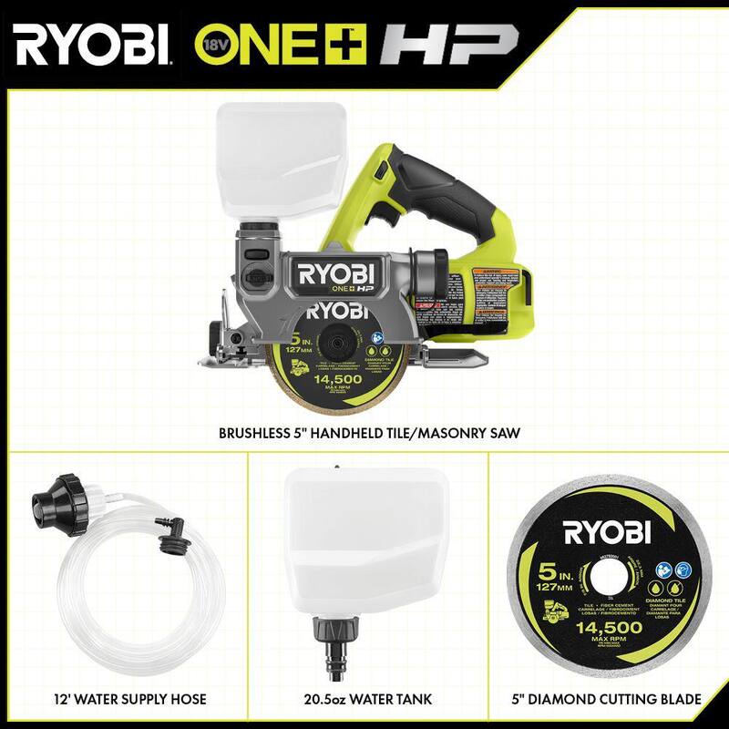Si no traduzcas la marca del producto, el título sería: Sierra de azulejos húmedos/secos portátil inalámbrica de mampostería RYOBI ONE+ HP 18V (herramienta solamente) - PBLHTS01B