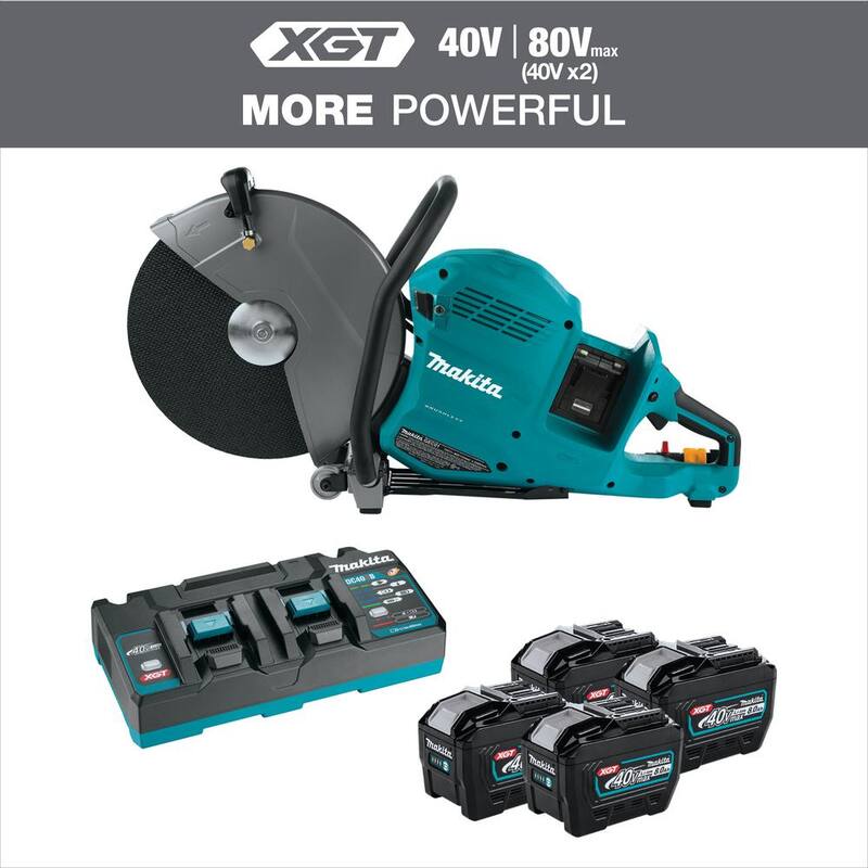 Makita 80V max (40V max X2) XGT Cortadora de energía inalámbrica sin escobillas de 14 pulgadas con kit de 4 baterías (8.0Ah) - GEC01PL4