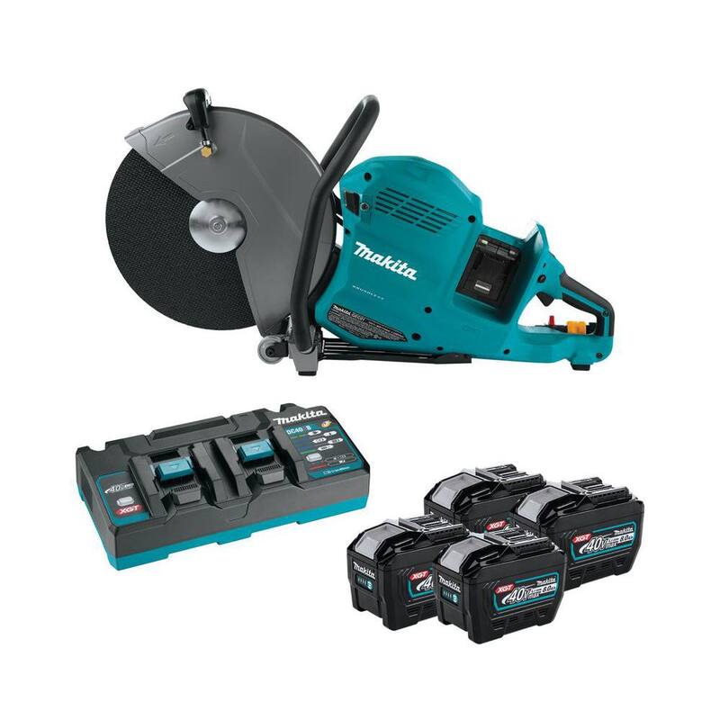Makita 80V max (40V max X2) XGT Cortadora de energía inalámbrica sin escobillas de 14 pulgadas con kit de 4 baterías (8.0Ah) - GEC01PL4