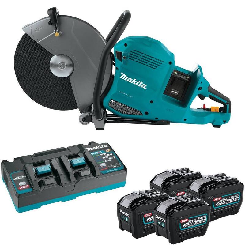 Kit de cortadora de energía sin escobillas Makita 80V máx (40V máx X2) XGT de 14 pulgadas con 4 baterías (8.0Ah) y batería 40V máx XGT 8.0Ah - GEC01PL4-BL4080