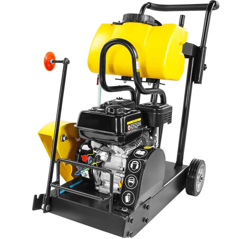 Cortadora de concreto de pie Stark 6.5 HP de 14 pulgadas con unidad cortadora de piso con tanque de agua de 3.15 galones y sistema de riego por aspersión - 61056-1H