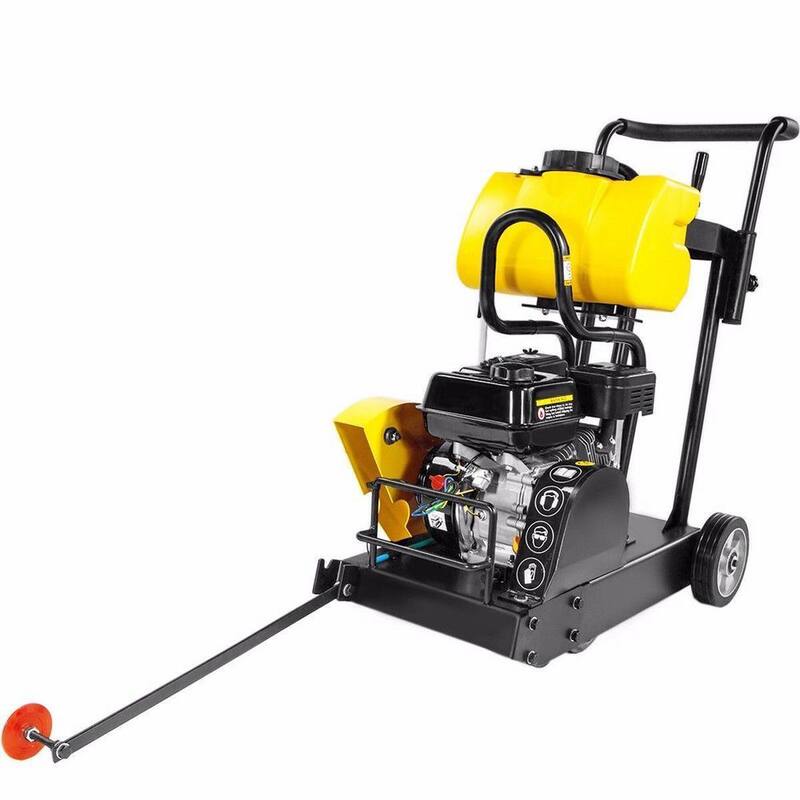 Cortadora de concreto de pie Stark 6.5 HP de 14 pulgadas con unidad cortadora de piso con tanque de agua de 3.15 galones y sistema de riego por aspersión - 61056-1H