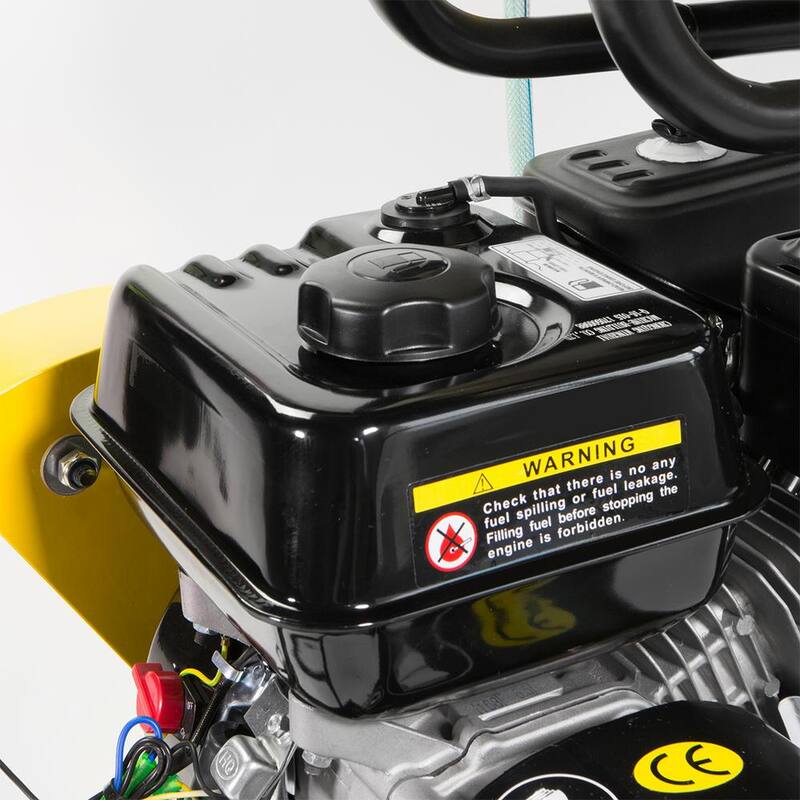 Cortadora de concreto de pie Stark 6.5 HP de 14 pulgadas con unidad cortadora de piso con tanque de agua de 3.15 galones y sistema de riego por aspersión - 61056-1H